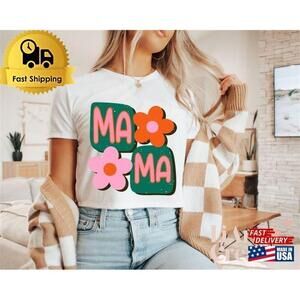 Mama Retro Floral Typography Cute Mother Graphic T Shirt